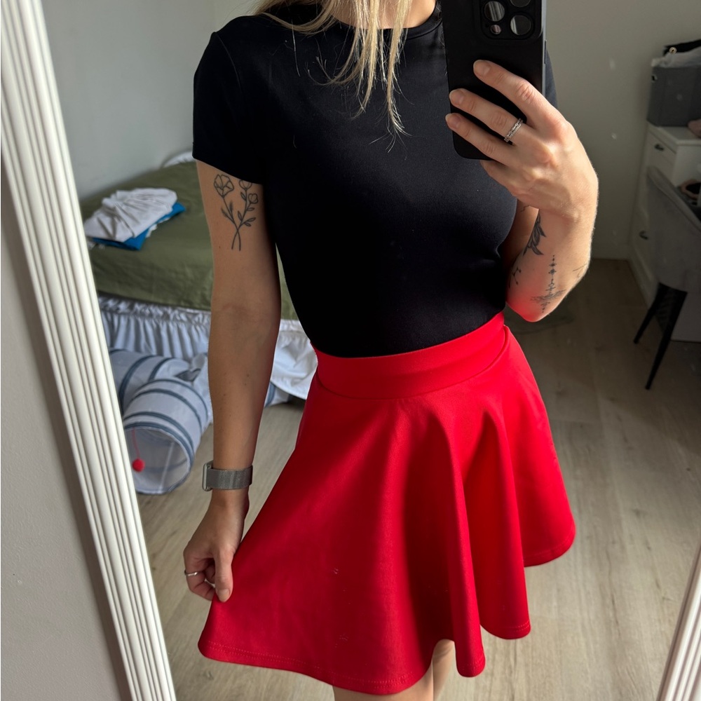 Red Flared Skirt